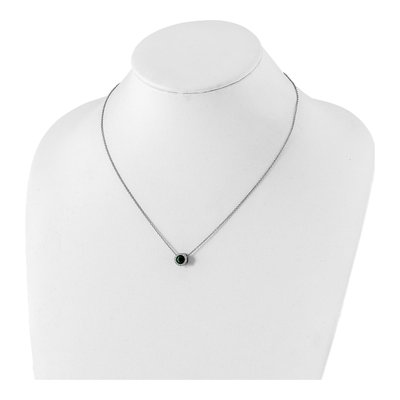 Sterling Silver CZ Glass Halo Pendant Necklace – view 4