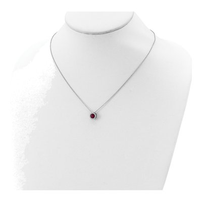 Sterling Silver Lab-Created Ruby & CZ Halo Pendant Necklace – view 5
