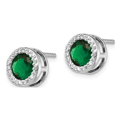 Sterling Silver 1.5mm Round CZ Glass Halo Stud Earrings – view 3