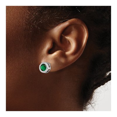 Sterling Silver 1.5mm Round CZ Glass Halo Stud Earrings – view 4