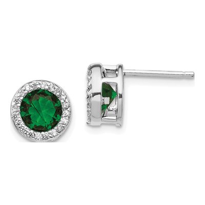 Sterling Silver 1.5mm Round CZ Glass Halo Stud Earrings