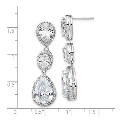 Sterling Silver CZ Teardrop Halo Dangle Earrings – view 5