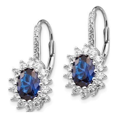 Sterling Silver CZ Halo Leverback Earrings – view 3