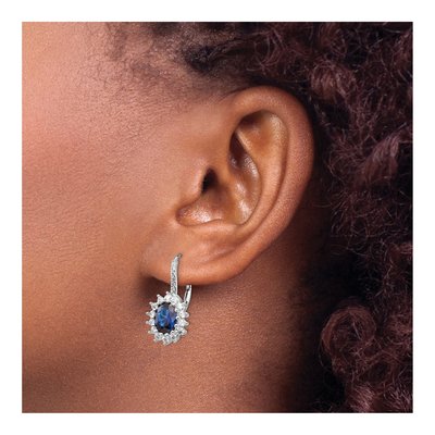 Sterling Silver CZ Halo Leverback Earrings – view 4