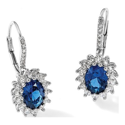 Sterling Silver CZ Halo Leverback Earrings – view 6