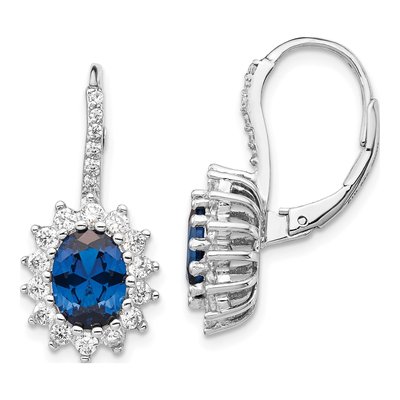 Sterling Silver CZ Halo Leverback Earrings