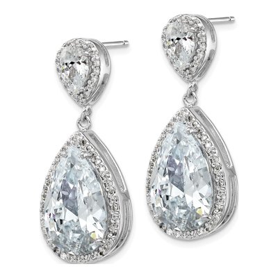 Sterling Silver CZ Pear Dangle Earrings – view 3