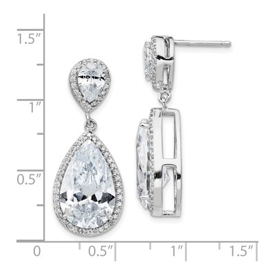 Sterling Silver CZ Pear Dangle Earrings – view 5