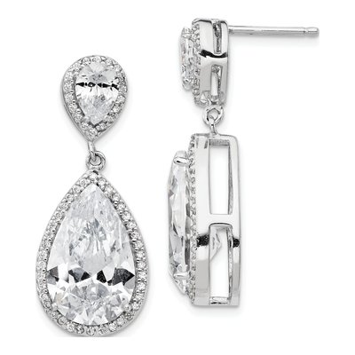 Sterling Silver CZ Pear Dangle Earrings