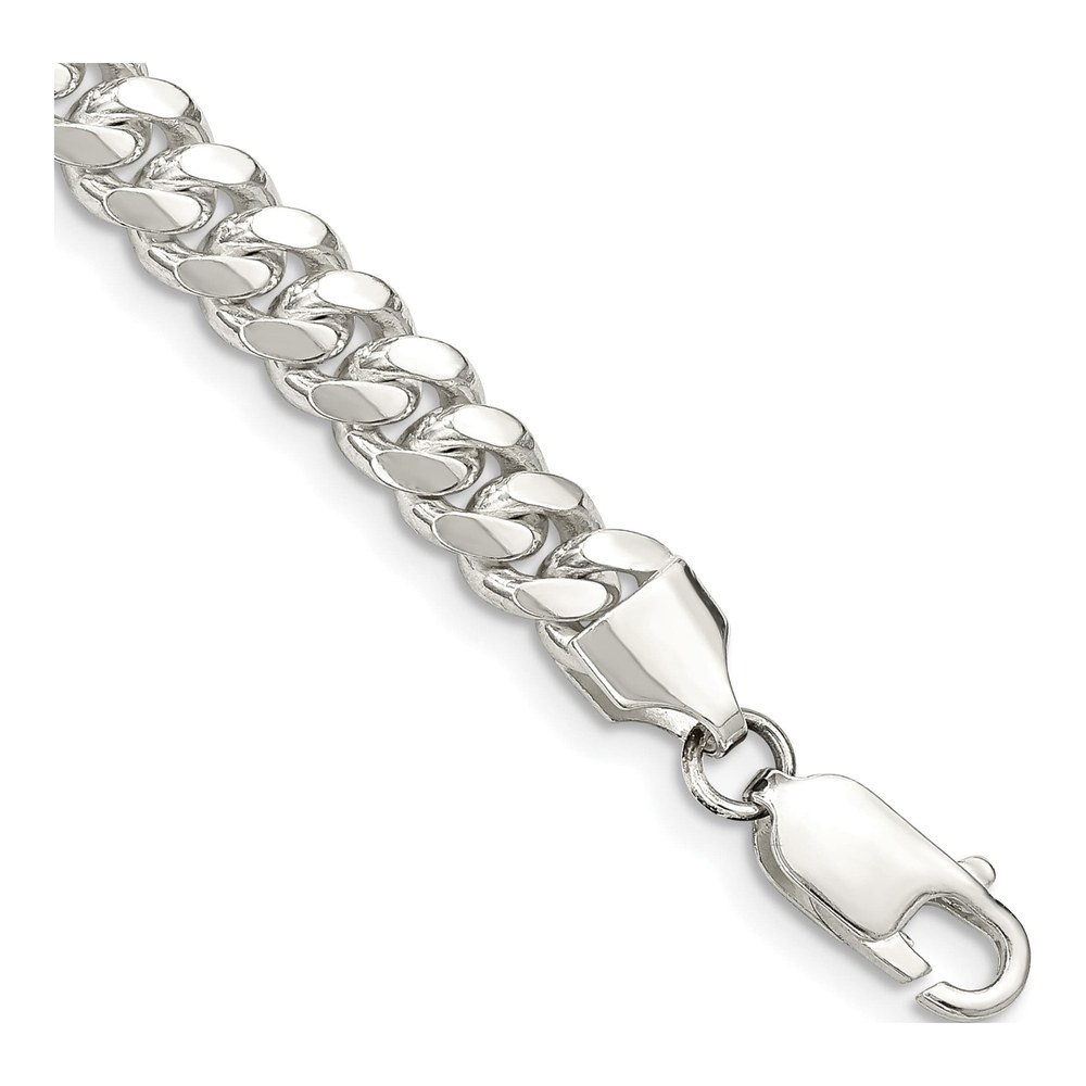 Sterling Silver 6.4mm Domed Curb Bracelet, Italy