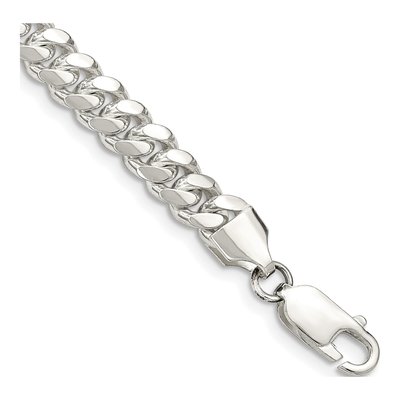 Sterling Silver 6.4mm Domed Curb Chain Bracelet