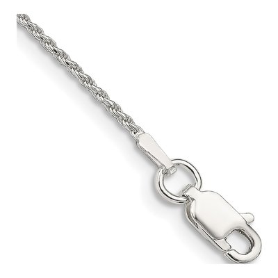 Sterling Silver 1.2mm Diamond-Cut Rope Chain Bracelet