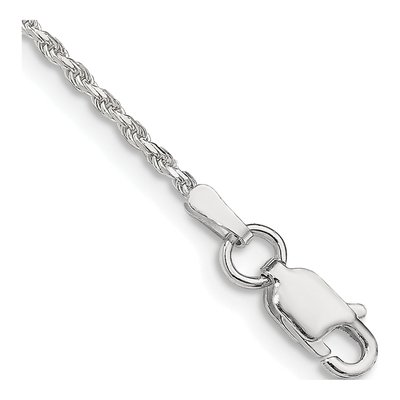 Sterling Silver 1.5mm Diamond-Cut Rope Chain Bracelet