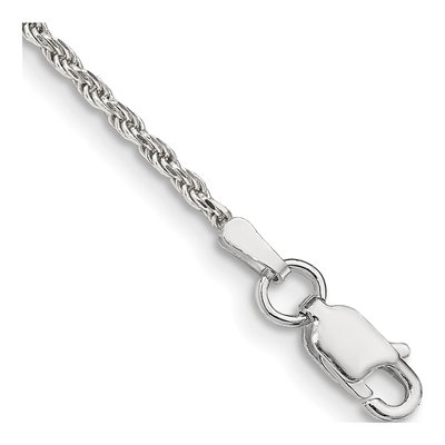 Sterling Silver 1.7mm Diamond-Cut Rope Chain Bracelet