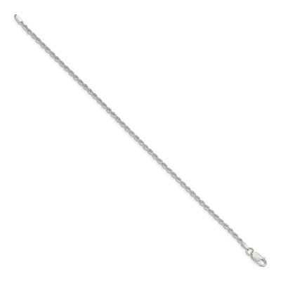 Sterling Silver 2.25mm Diamond-Cut Rope Chain Bracelet – view 2