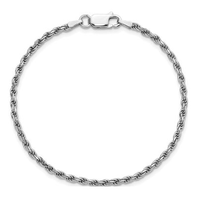 Sterling Silver 2.25mm Diamond-Cut Rope Chain Bracelet – view 4
