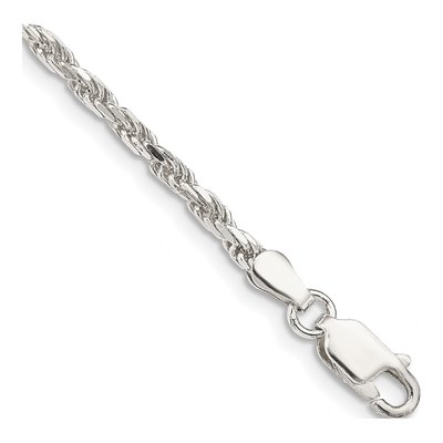 Sterling Silver 2.5mm Diamond-Cut Rope Chain Bracelet