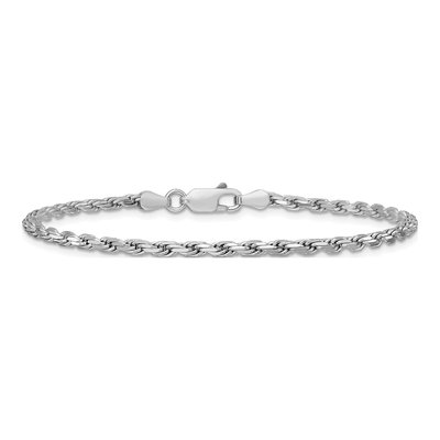 Sterling Silver 2.5mm Diamond-Cut Rope Chain Bracelet – view 3