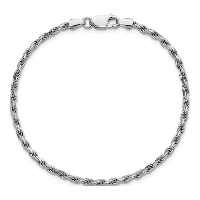 Sterling Silver 2.5mm Diamond-Cut Rope Chain Bracelet – view 4