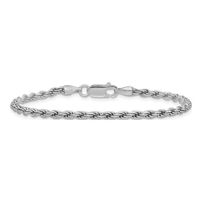 Sterling Silver 2.75mm Diamond-Cut Rope Chain Bracelet – view 3