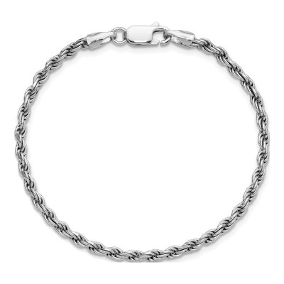 Sterling Silver 2.75mm Diamond-Cut Rope Chain Bracelet – view 4