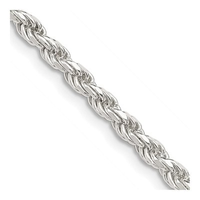 Sterling Silver 3.2mm Diamond-Cut Rope Chain