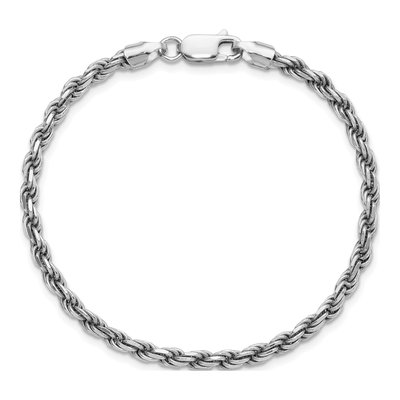 Sterling Silver 3.2mm Diamond-Cut Rope Chain Bracelet – view 4
