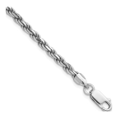 Sterling Silver 3.2mm Diamond-Cut Rope Chain Bracelet