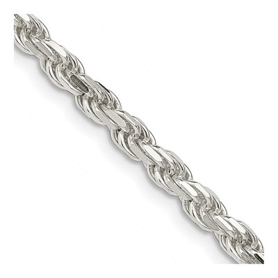 Sterling Silver 3.75mm Diamond-Cut Rope Chain