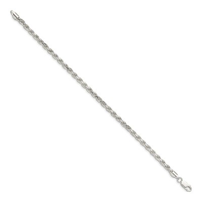 Sterling Silver 3.75mm Diamond-Cut Rope Chain Bracelet – view 2