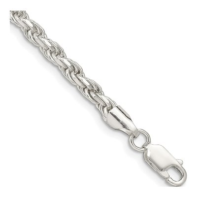 Sterling Silver 3.75mm Diamond-Cut Rope Chain Bracelet