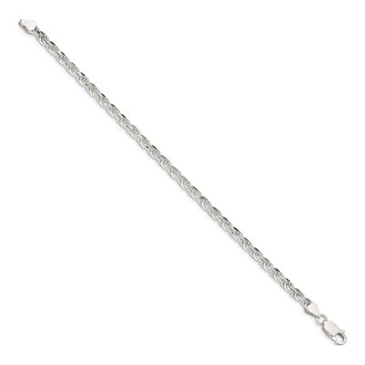 Sterling Silver 4.25mm Diamond-Cut Rope Chain Bracelet – view 2