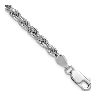 Sterling Silver 4.25mm Diamond-Cut Rope Chain Bracelet