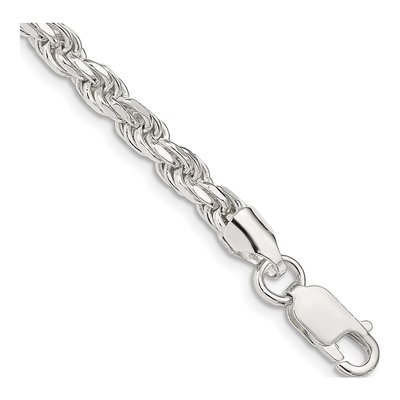 Sterling Silver 4.6mm Diamond-Cut Rope Chain Bracelet