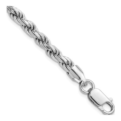 Sterling Silver 4.6mm Diamond-Cut Rope Chain Bracelet