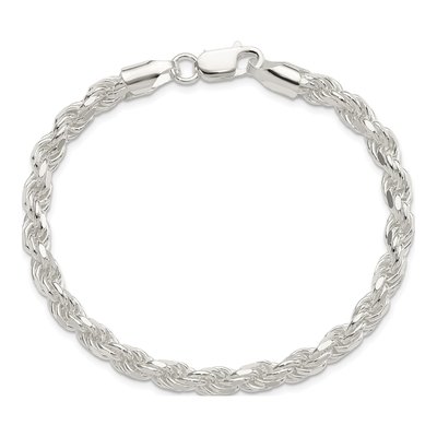 Sterling Silver 5.75mm Diamond-Cut Rope Chain Bracelet – view 2