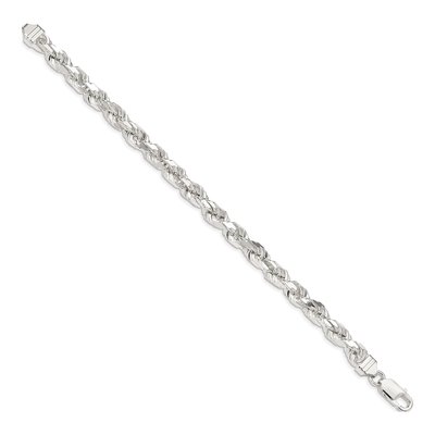 Sterling Silver 6.5mm Diamond-Cut Rope Chain Bracelet – view 2