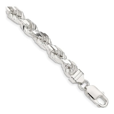 Sterling Silver 6.5mm Diamond-Cut Rope Chain Bracelet