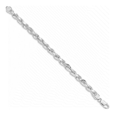 Sterling Silver 6.5mm Diamond-Cut Rope Chain Bracelet – view 2