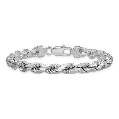 Sterling Silver 6.5mm Diamond-Cut Rope Chain Bracelet – view 3