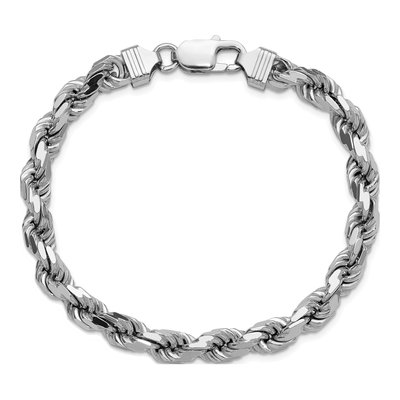 Sterling Silver 6.5mm Diamond-Cut Rope Chain Bracelet – view 5