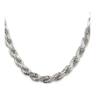 Sterling Silver 7.8mm Diamond-Cut Rope Chain – view 2