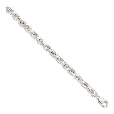 Sterling Silver 7.8mm Diamond-Cut Rope Chain Bracelet – view 2