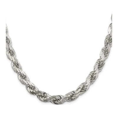 Sterling Silver 7.8mm Diamond-Cut Rope Chain – view 2