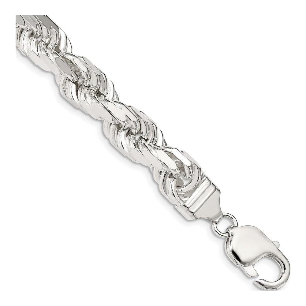Sterling Silver 9mm Diamond-Cut Rope Chain Anklet, 10 in