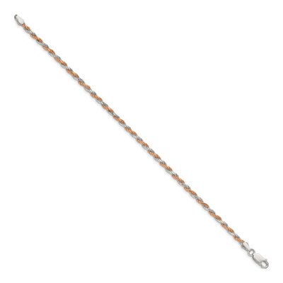 Sterling Silver 2.5mm Diamond-Cut Rope Chain Bracelet – view 2