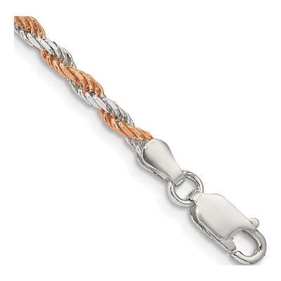 Sterling Silver 2.5mm Diamond-Cut Rope Chain Bracelet