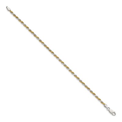 Sterling Silver 2.5mm Diamond-Cut Rope Chain Bracelet – view 2