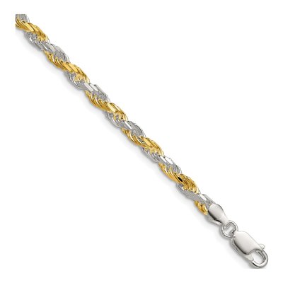 Sterling Silver 3.5mm Diamond-Cut Rope Chain Bracelet