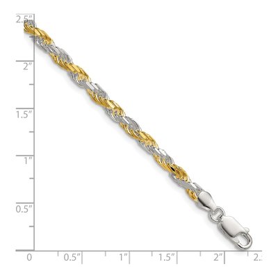 Sterling Silver 3.5mm Diamond-Cut Rope Chain Bracelet – view 2